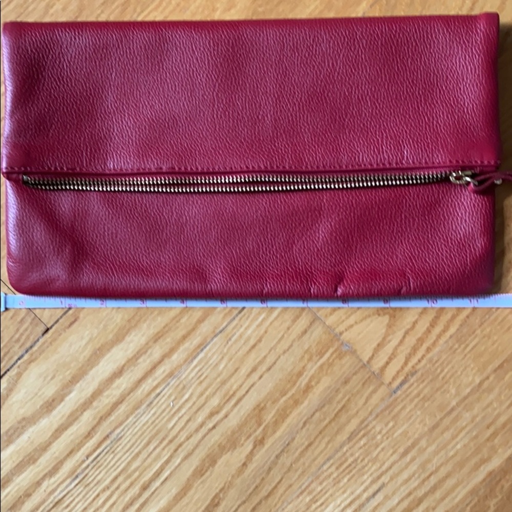 Banana Republic Red Leather Folded Clutch NWOT - Picture 5 of 5
